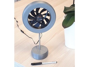 ronda de escritorio ventilador 120mm fan pc la oficina pie stand 3d print model - Mito3D