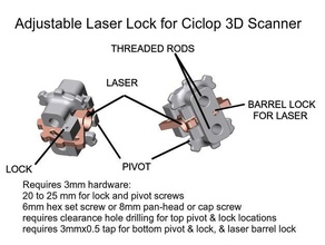 ciclop 3d tarayıcı ayarlanabilir lazer monte edin yazıcı aksesuarlar 3d print model - Mito3D