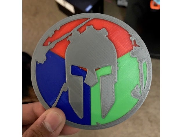 spartan triade badge multi-materiale le monete distintivi multi-colore multi-part gara 3D print model - Mito3D