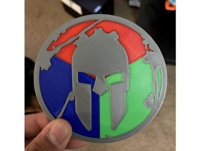spartan triade badge multi-materiale le monete distintivi multi-colore multi-part gara 3d print model - Mito3D