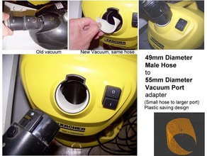 efficiente maschio femmina tubo di aspirazione adattatore per il tipo latch strumenti 3d print model - Mito3D