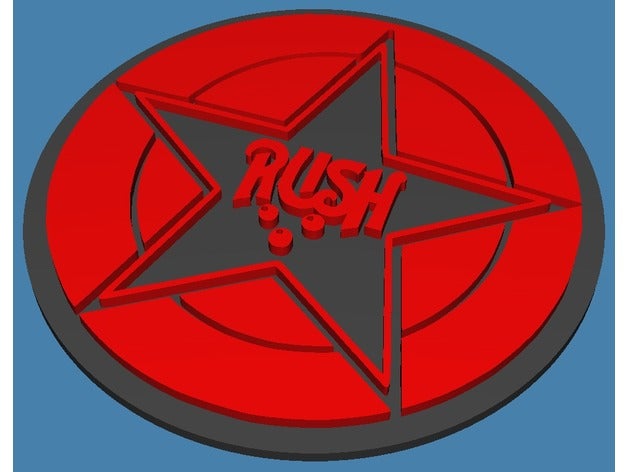 rush emblem coaster 2d art band 3D print model - Mito3D