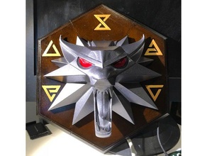 witcher iii cabeça de lobo placa decoração monte plackard sinais 3 videogame jogo vídeo montagem na parede 3d print model - Mito3D