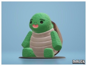 carino tartaruga animali cartone animato verde kawaii shell statua 3d print model - Mito3D