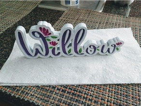 willow name plate signs logos gift nameplate 3d print model - Mito3D