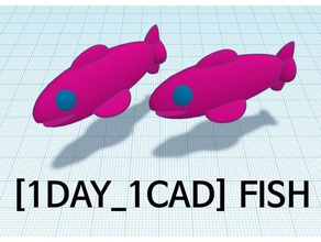 1jour 1cad poisson animaux 1day1cad de dessin facile la modélisation simple tinkercad 3d print model - Mito3D