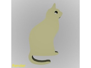 cat ii silhouette key chain keychains easy fast 3d print model - Mito3D