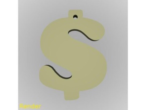 cash dollar silhouette key chain keychains easy fast 3d print model - Mito3D