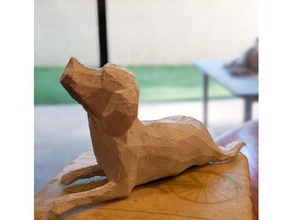 hurlant low poly chien animaux lowpoly de modèle animal compagnie chiot 3d print model - Mito3D