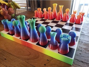 escala grande tabuleiro de xadrez jogo damas arco-íris 3d print model - Mito3D