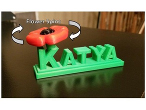 katya poppy spinner signs logos desk toy flower name trinket 3d print model - Mito3D