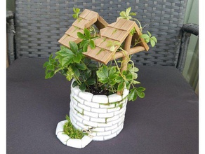 stone well buildings structures garden plant planter pot succulent 3d print model - Mito3D