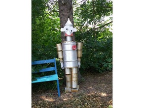 barril hombre de hojalata los ojos al aire libre jardín efigie estatua humana el 3d print model - Mito3D