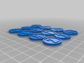 gloomhaven letter number tokens games 3d print model - Mito3D