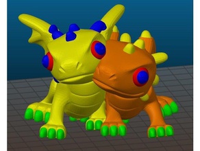 mignon dragon couple multimaterial remix animaux les dragons double extrusion multi-couleur 3d print model - Mito3D