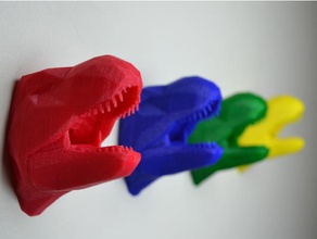 t-rex cintre de l'organisation penderie porte-manteau crochet dinosaure les dinosaures tête patte suspension pour casque support trex mural monté au mur fil la gestion des câbles 3d print model - Mito3D