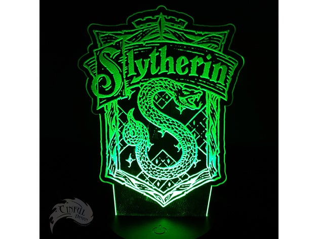 la casa di slytherin cresta lampada a led piastra 2d art glowforge verde harry potter lasercut luce del 3D print model - Mito3D