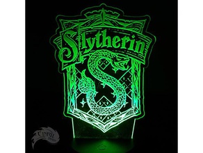slytherin house crest led lamp plate 2d art glowforge green harry potter lasercut light 3d print model - Mito3D