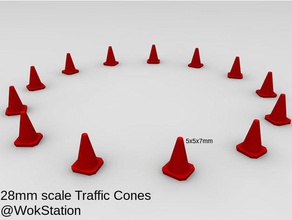 traffic cones 28mm scale toy & game accessories gaslands miniature cone wayfarer tactics 3d print model - Mito3D
