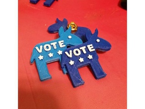 democrática burro voto pin jóias resistência fútil 3d print model - Mito3D