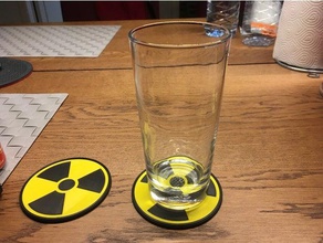 stackable radiation coaster kitchen & dining beverage coasters drink radioactive sign signs radioactivity table 3d print model - Mito3D