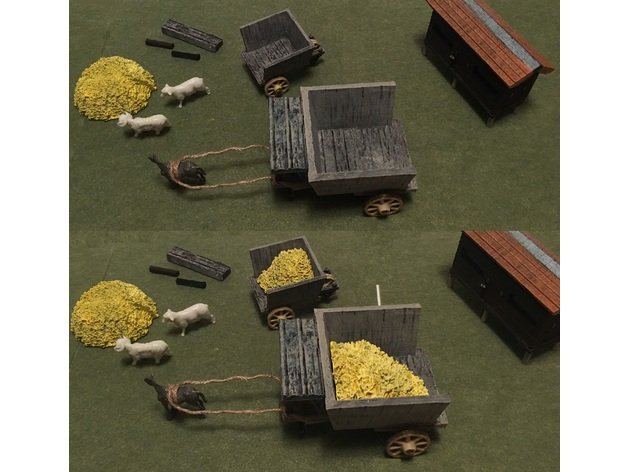 miniature médiévale des charrettes de foin les jouets jeux le mdn donjons dragons l'agriculture figurine 28mm pathfinder rpg prop dessus table jeu 3D print model - Mito3D