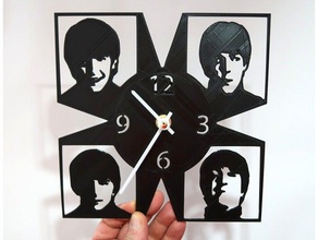 reloj beatles a arte 3dlito 80 relógio pared rock stencil de parede 3d print model - Mito3D