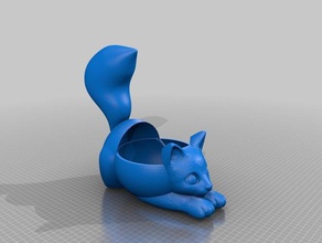 triste gato hilo tazón de los hogares tejido punto 3d print model - Mito3D