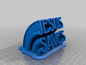 jesus saves sweeping 2-line name plate office customized 3d print model - Mito3D