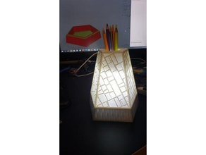 base de luminária abajur quadrado padrão duplo caneta titular organização área trabalho da lâmpada 3d print model - Mito3D