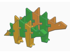 flexi stégosaure double extrusion animaux articulés extrudeuse flexible amusant polymathic imprimer la place jouet 3d print model - Mito3D