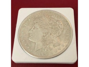 morgan dollar titulaire les pièces de monnaie badges pièce d'affichage d'argent en argent 3d print model - Mito3D