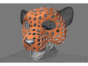 fursuit - puppet-cabeça da base de dados 54 versão snow leopard traje animais cat cosplay fursuit-cabeça cabeça nariz cabeça-base mandíbula máscara crânio 3d print model - Mito3D