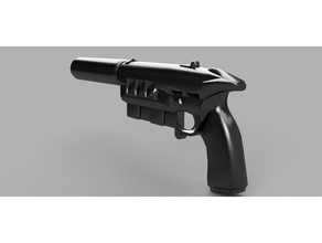 fallout new vegas 127mm pistol suppressor props gun moveable parts prop 3d print model - Mito3D