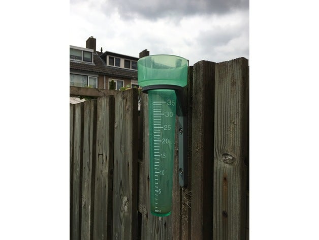 rain gauge holder fencepost mountable outdoor garden 3D print model - Mito3D