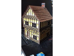 tudor style 2-storey wargaming house buildings structures bolt action scenery terrain warhammer ww2 wwii 3d print model - Mito3D