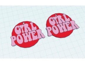 girl-power-Ohrringe Mode - Zubehör Feminismus Geschenk Mädchen Herz Liebe rosa 3d print model - Mito3D