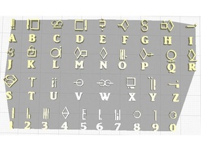 kryptonian alphabet numbers art 3d print model - Mito3D