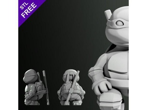 pequena tartaruga guerreiro equipe bo 3d impressão geek katana artes marciais arma corpo a miniaturas ninja nunchuck sai samurai escultura de esgoto brinquedo 3d print model - Mito3D