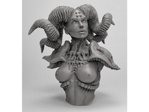 chifres do sexo feminino a arte busto nu nude escultura 3d print model - Mito3D