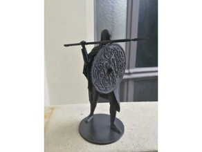 viking spearman people base cloak epic fight fighter figure figurine knight miniature statue warrior 3d print model - Mito3D