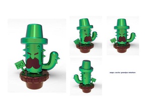 angry cactus grandpa miniature toys games 3d modeling printing art cute decoration display doll hat robot scale 3d print model - Mito3D