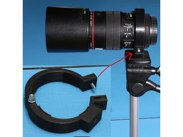 tripod mount ring canon 100mm macro camera lens 3D print model - Mito3D