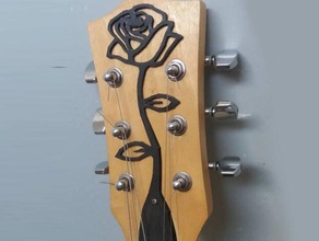 Gitarre rose Kopfstück Musik Kunst Dekorative Blume instrument Teil 3d print model - Mito3D