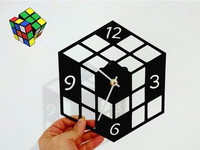 reloj cubo de rubik a arte 3dlito relógio pared rubiks cube stencil parede 3d print model - Mito3D