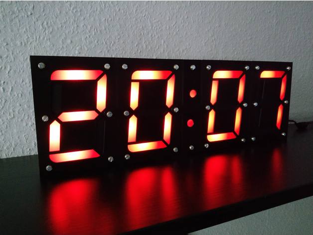 grand segment sept chiffres de l'électronique l'horloge numérique led sevent 3D print model - Mito3D