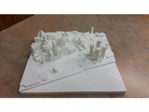 le centre-ville de detroit paysage urbain des bâtiments structures 3d print model - Mito3D