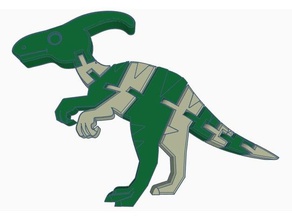 flexi parasaurolophus double extrusion animaux 3d animal articulés dinosaure flexible amusant drôle un trousseau de clés porte-clés le kid les enfants polymathic jouet 3d print model - Mito3D
