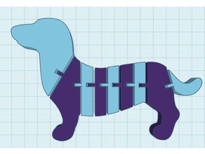 flexi teckel double extrusion animaux articulés chien extrudeuse flexible polymathic le chiot deux couleur 3d print model - Mito3D