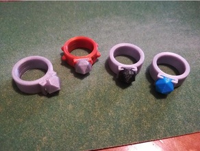 ring customizable 3d printing children customable jewelery kids princess stone 3d print model - Mito3D